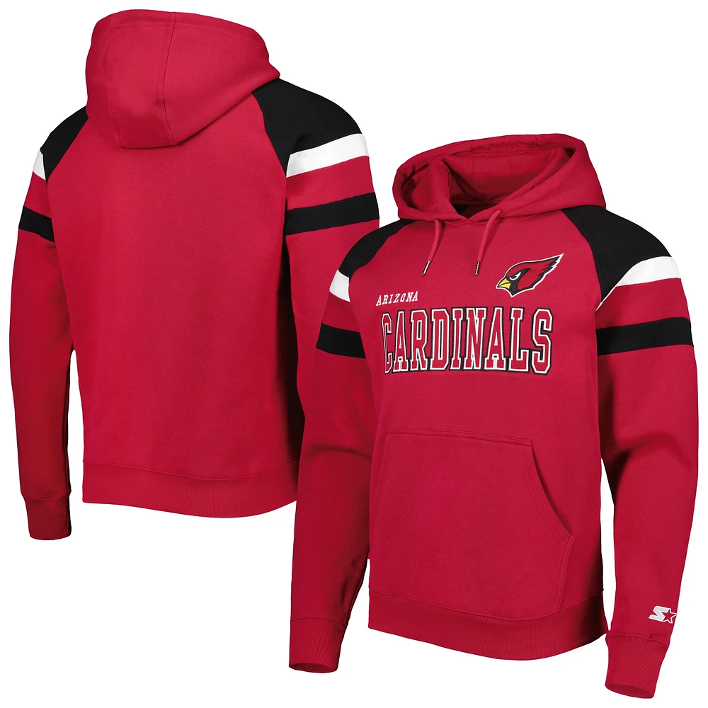 Men's Starter Cardinal Arizona Cardinals Draft Fleece Raglan Pullover Hoodie