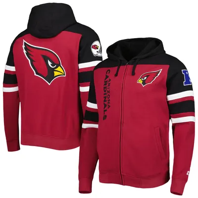 Men's Starter Black Arizona Cardinals Locker Room Satin Varsity Full-Snap Jacket