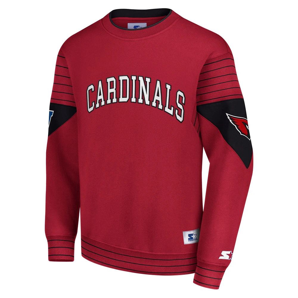 Men's Starter Cardinal Arizona Cardinals Face-Off Pullover Sweatshirt