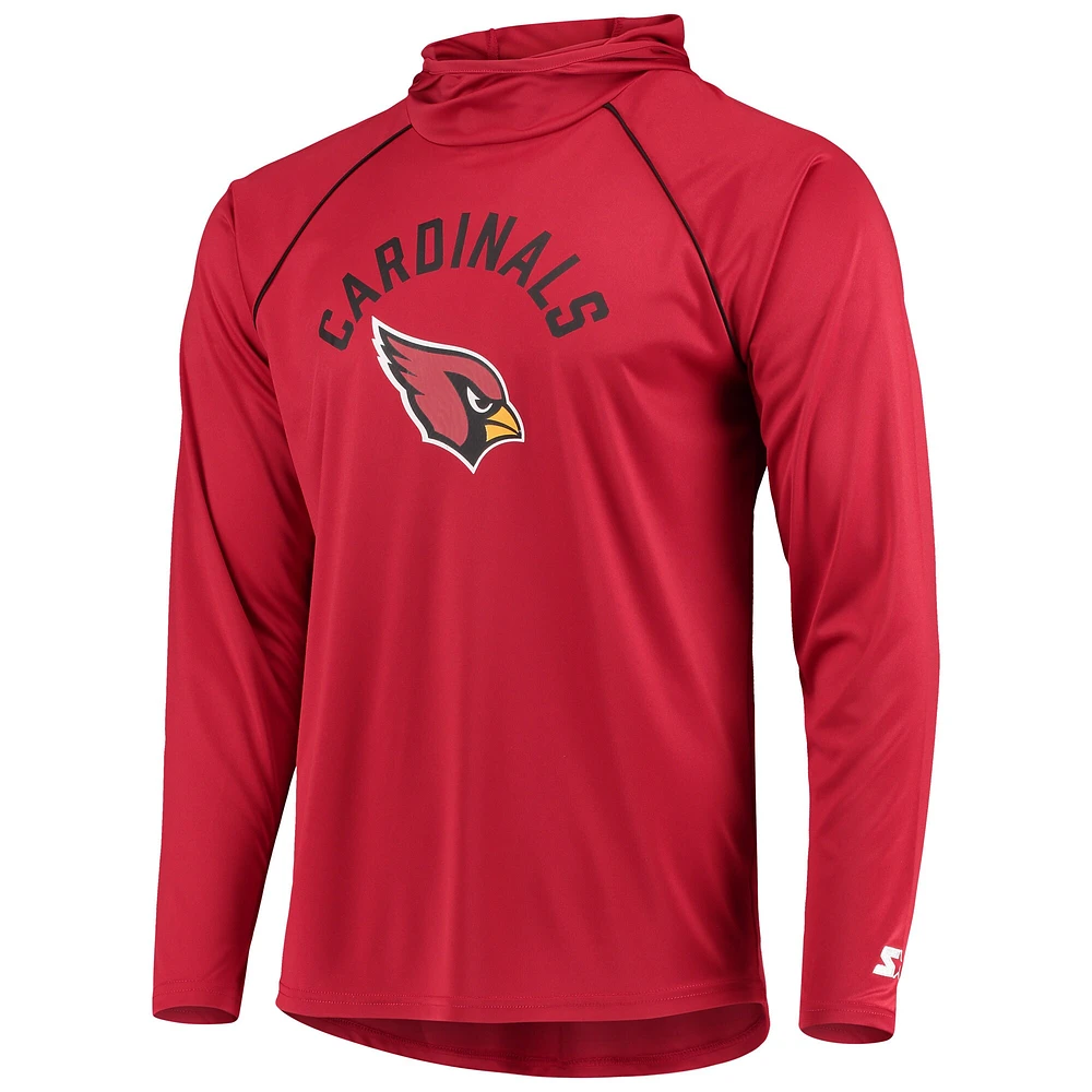 Starter Cardinal Arizona Cardinals Raglan T-shirt à capuche manches longues pour homme