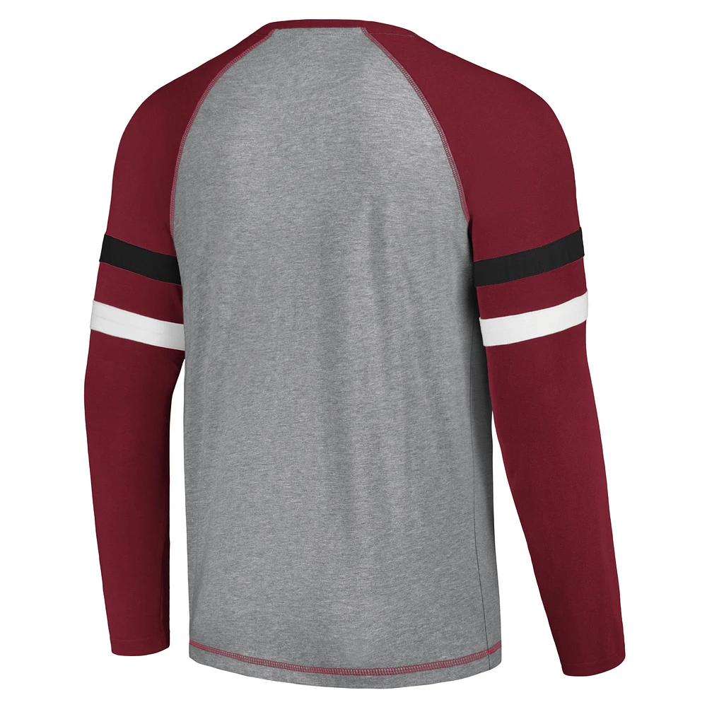 Men's Starter Gray/Cardinal Arizona Cardinals Kickoff Raglan Long Sleeve T-Shirt