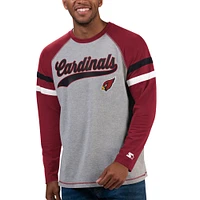 Men's Starter Gray/Cardinal Arizona Cardinals Kickoff Raglan Long Sleeve T-Shirt