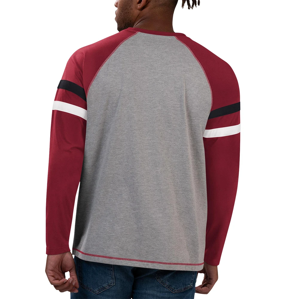 Men's Starter Gray/Cardinal Arizona Cardinals Kickoff Raglan Long Sleeve T-Shirt