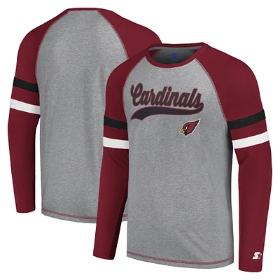 T-shirt à manches longues raglan Starter Gris/Cardinal Arizona Cardinals Kickoff pour hommes