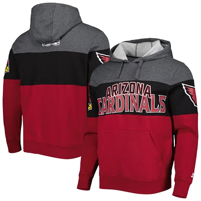 Men's Starter Heather Charcoal/Cardinal Arizona Cardinals Extreme Pullover Hoodie