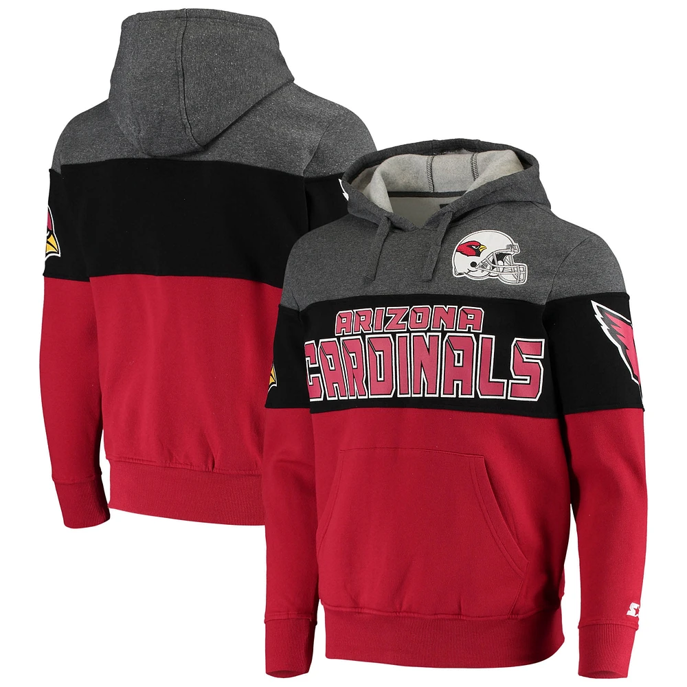 Chandail à capuchon pour homme Starter Heathered Grey/Black Arizona Cardinals Extreme Fireballer