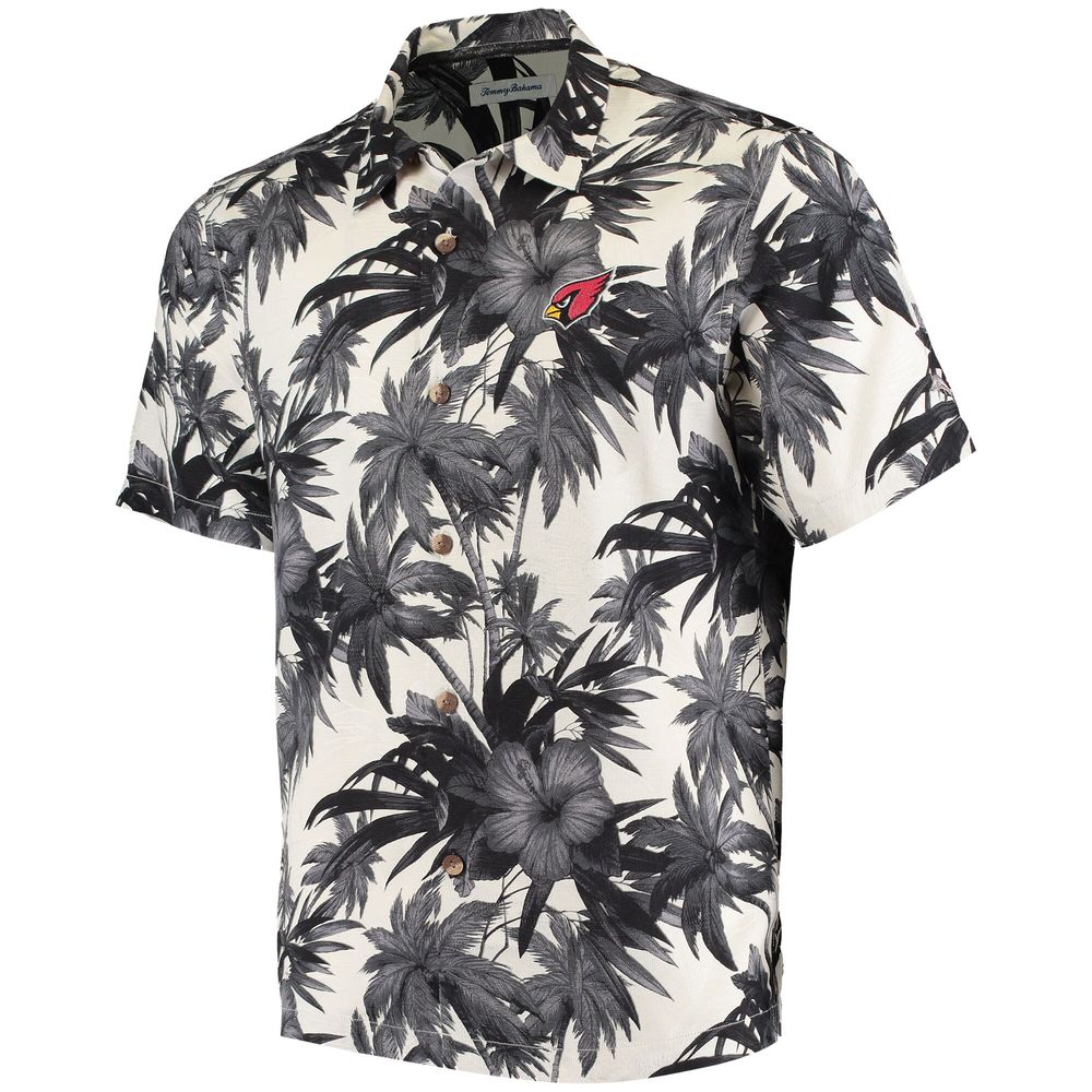 Men's Tommy Bahama Black Arizona Cardinals Sport Harbor Island Hibiscus Camp Button-Up Shirt