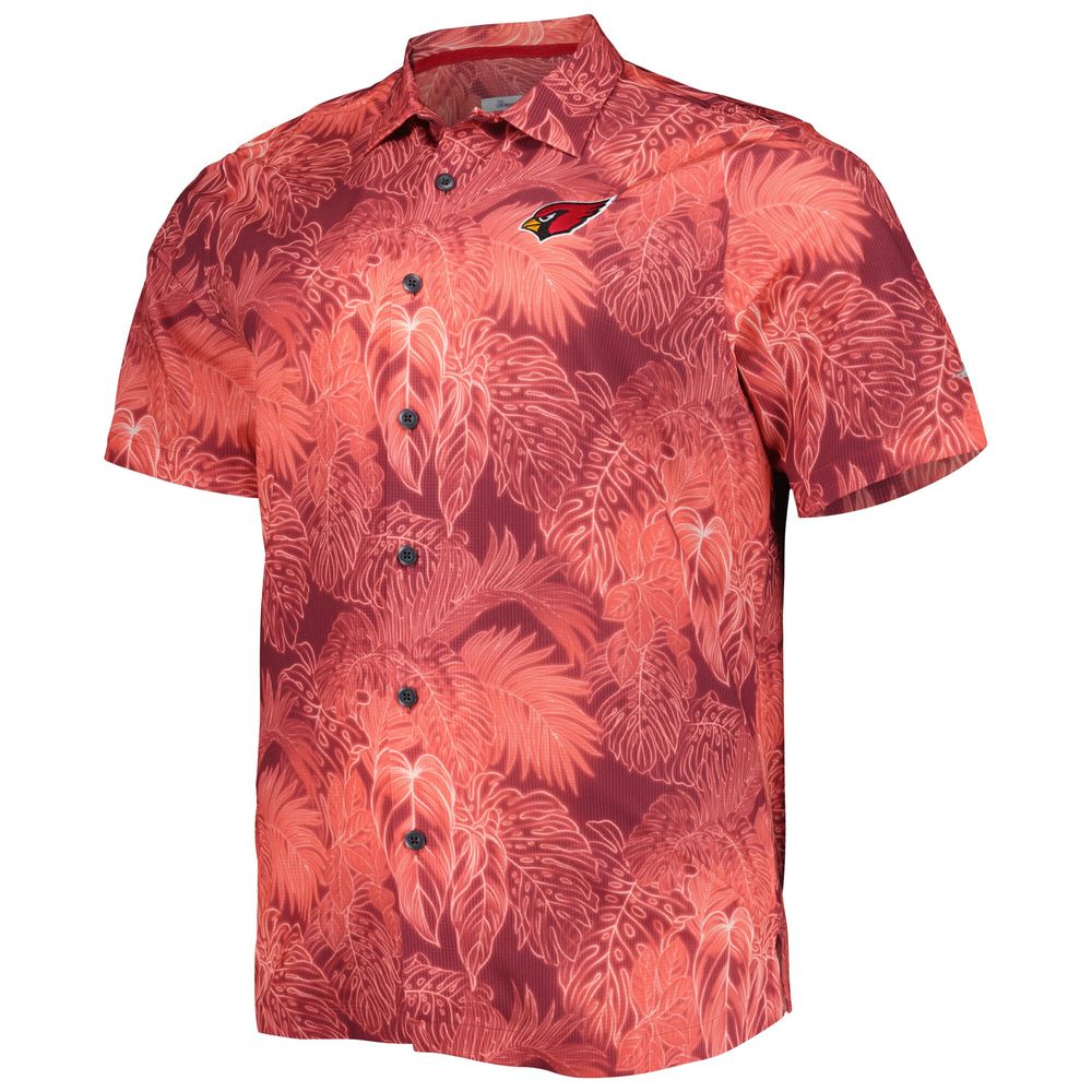 Men's Tommy Bahama Cardinal Arizona Cardinals Big & Tall Coast Luminescent Fronds Camp IslandZone Button-Up Shirt