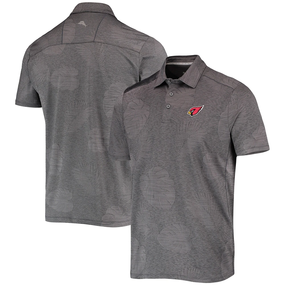 Men's Tommy Bahama Charcoal Arizona Cardinals Palm Coast Delray Frond Allover IslandZone Polo