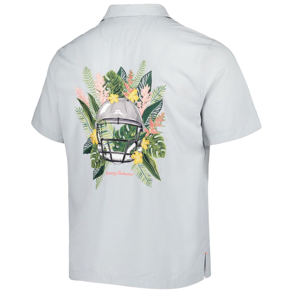 Men's Tommy Bahama Gray Arizona Cardinals Coconut Point Frondly Fan Camp IslandZone Button-Up Shirt