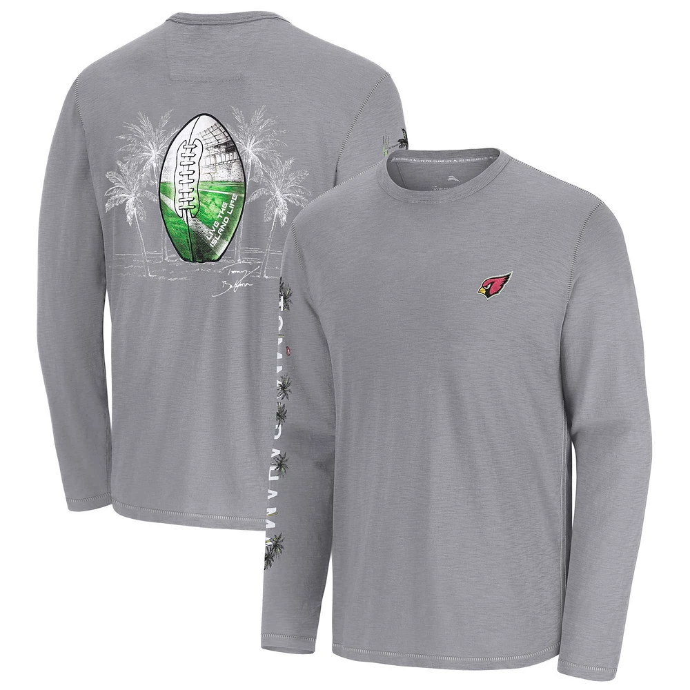 T-shirt à manches longues Tommy Bahama gris Arizona Cardinals Oasis Endzone Lux pour homme