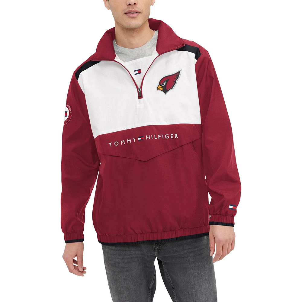 Men's Tommy Hilfiger Cardinal/White Arizona Cardinals Carter Half-Zip Hooded Top