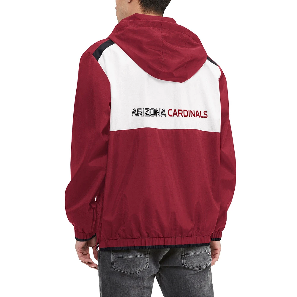 Men's Tommy Hilfiger Cardinal/White Arizona Cardinals Carter Half-Zip Hooded Top