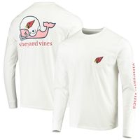 Men's Vineyard Vines White Arizona Cardinals Whale Helmet Long Sleeve T-Shirt