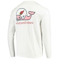 Men's Vineyard Vines White Arizona Cardinals Whale Helmet Long Sleeve T-Shirt