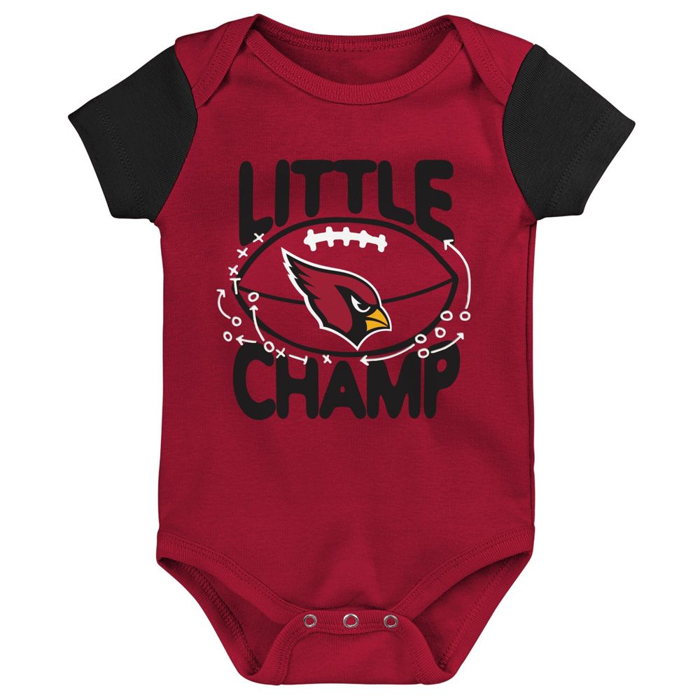 Newborn & Infant Cardinal/Black Arizona Cardinals Little Champ Three-Piece Bodysuit Bib Booties Set