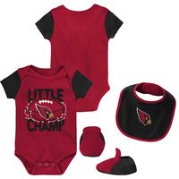 Newborn & Infant Cardinal/Black Arizona Cardinals Little Champ Three-Piece Bodysuit Bib Booties Set