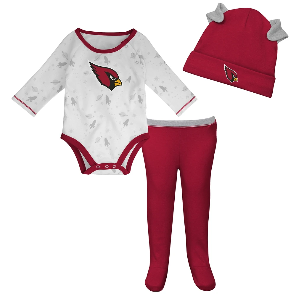 Nouveau-né et bébé blanc/Cardinal Arizona Cardinals Dream Team body pantalon chapeau ensemble