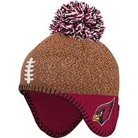 Bonnet en tricot tête de football marron/Cardinal Arizona Cardinals préscolaire avec pompon