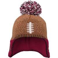 Bonnet en tricot tête de football marron/Cardinal Arizona Cardinals préscolaire avec pompon