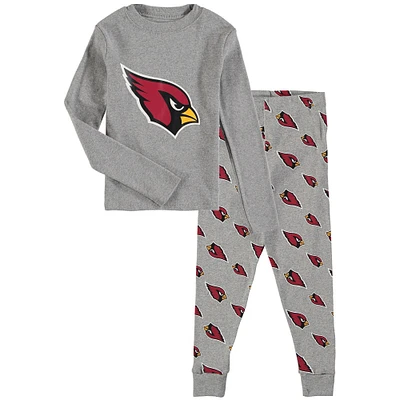 Ensemble de nuit préscolaire gris chiné Arizona Cardinals T-shirt à manches longues et pantalon