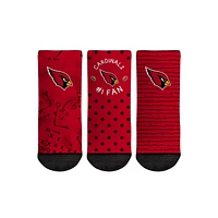 Chaussettes Rock Em pour tout-petits Arizona Cardinals #1 Fan Lot de 3 paires de chaussettes