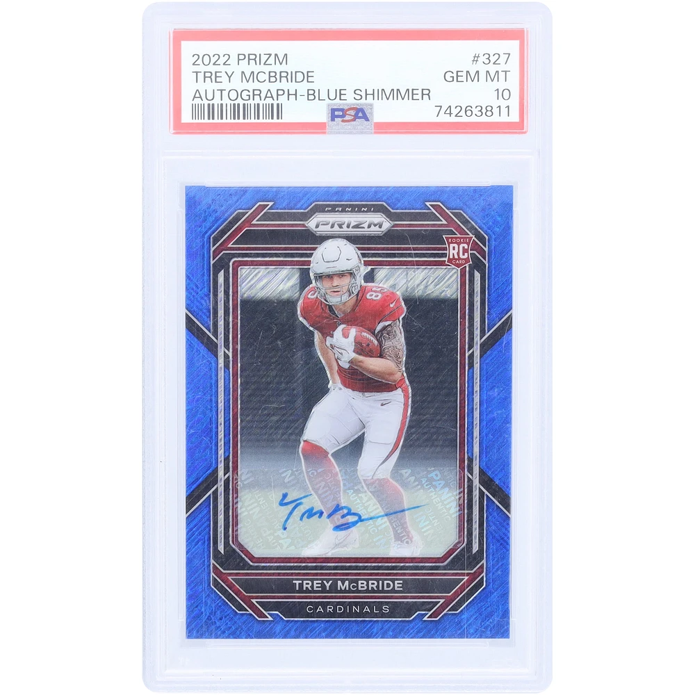 Trey McBride Arizona Cardinals Autographed 2022 Panini Prizm Blue Shimmer Prizm #327 #13/25 PSA Authenticated 10 Rookie Card