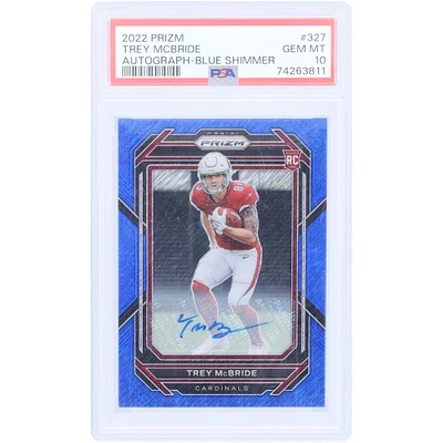 Trey McBride Arizona Cardinals Autographed 2022 Panini Prizm Blue Shimmer Prizm #327 #13/25 PSA Authenticated 10 Rookie Card