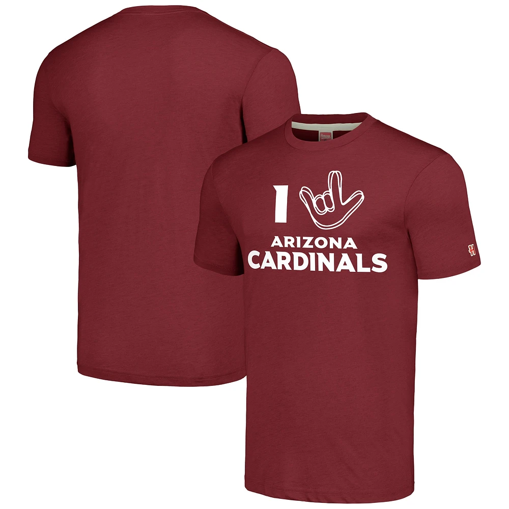 Hommage unisexe Cardinal Arizona Cardinals La collection NFL ASL par Love Sign T-shirt triple mélange