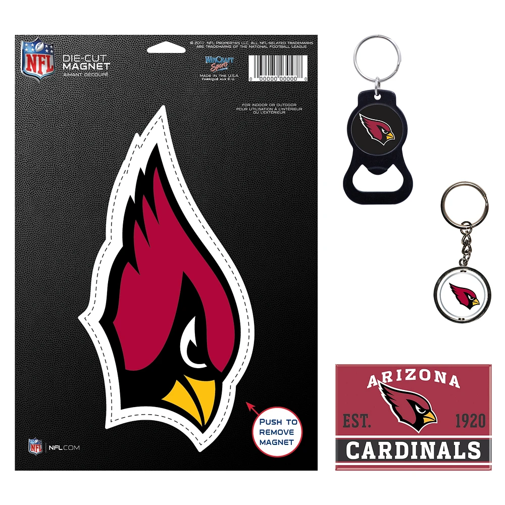 Lot de 4 porte-clés et aimants WinCraft Arizona Cardinals