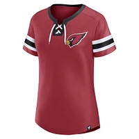 T-shirt à lacets et paillettes pour femmes Fanatics Garnet Arizona Cardinals