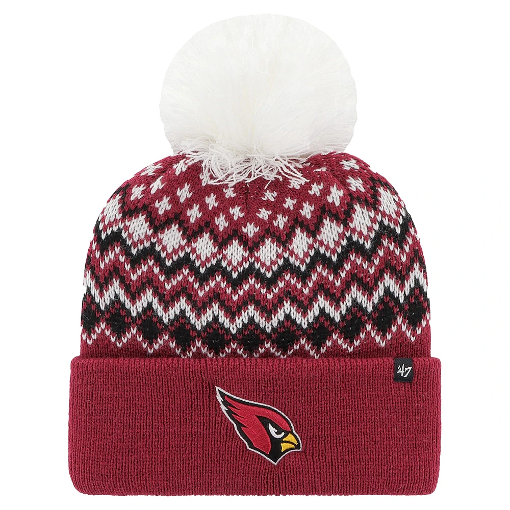 Women's '47 Cardinal Arizona Cardinals Elsa Cuffed Knit Hat with Pom