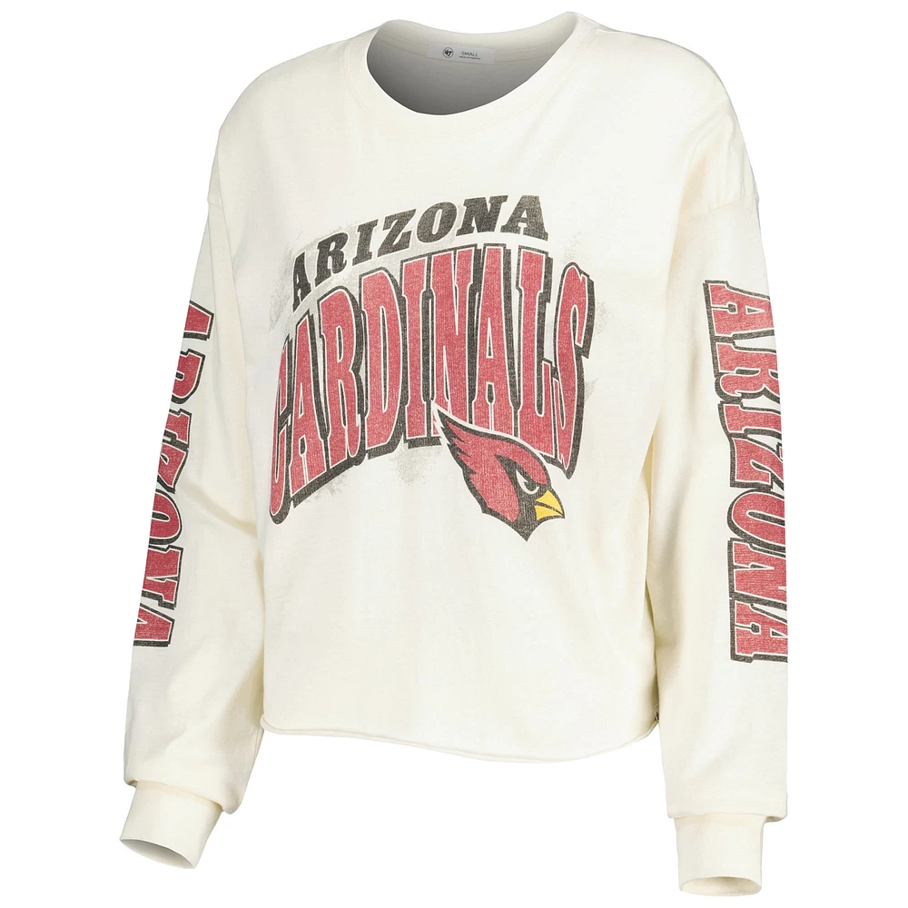 '47 Cream Arizona Cardinals Brush Back Parkway T-shirt court léger à manches longues pour femme