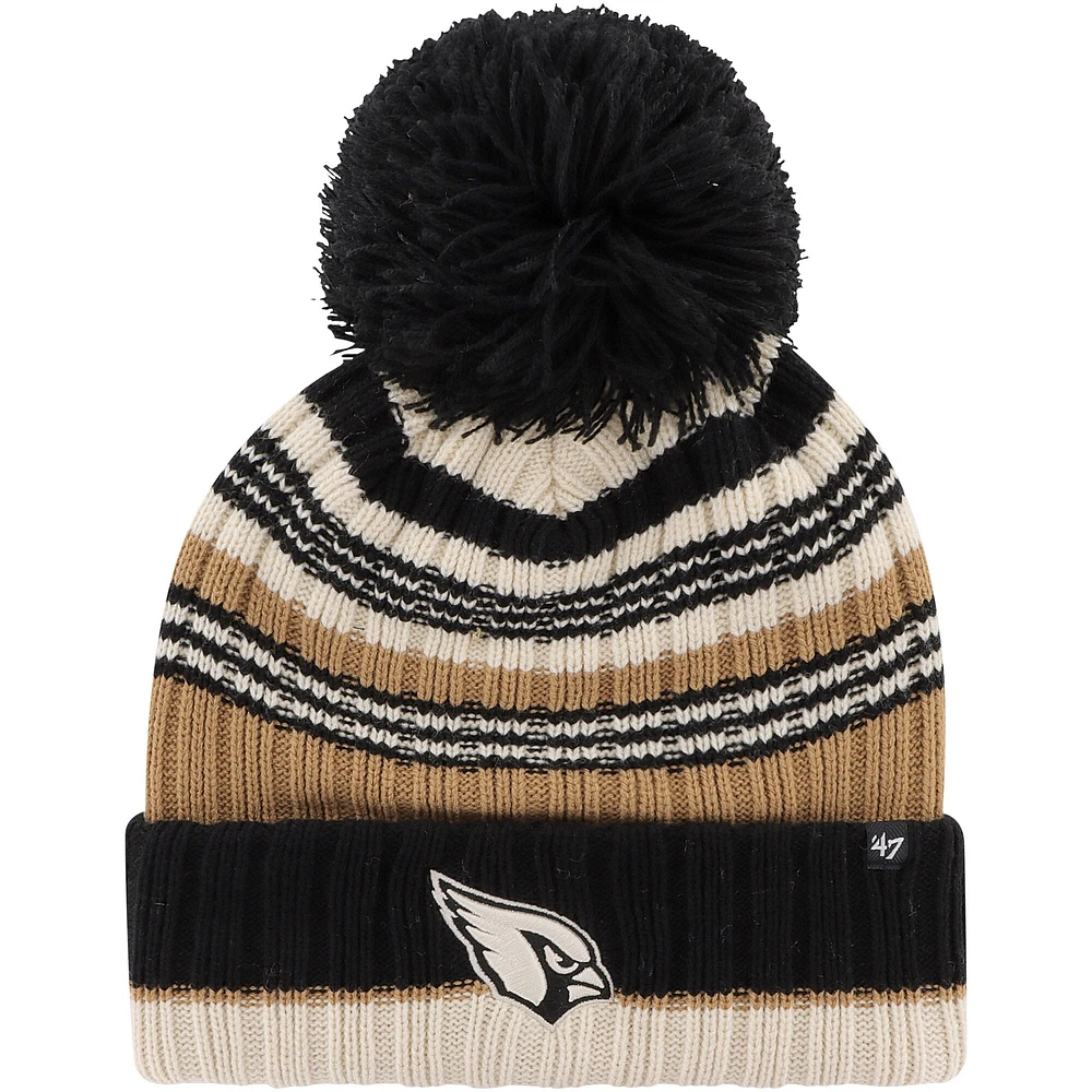 Women's '47 Natural Arizona Cardinals Barista Cuffed Knit Hat with Pom