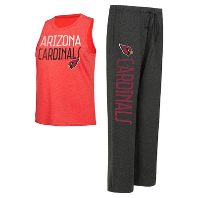 Ensemble débardeur et pantalon Concepts Sport pour femmes, noir/Cardinal Arizona Cardinals