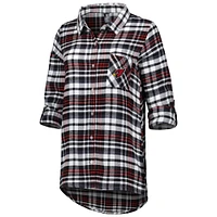 Women's Concepts Sport Black Arizona Cardinals Mainstay Plaid Full-Button Long Sleeve Nightshirt