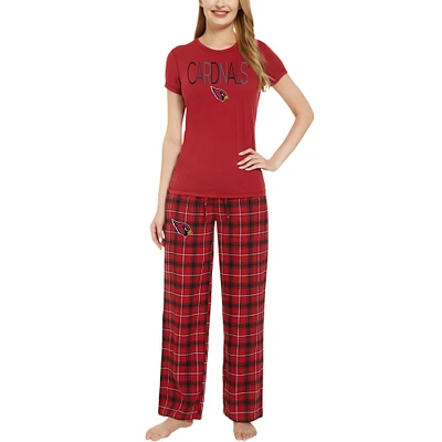 Ensemble de nuit Concepts Sport Cardinal/Noir Arizona Cardinals Arctic T-shirt et pantalon en flanelle pour femmes