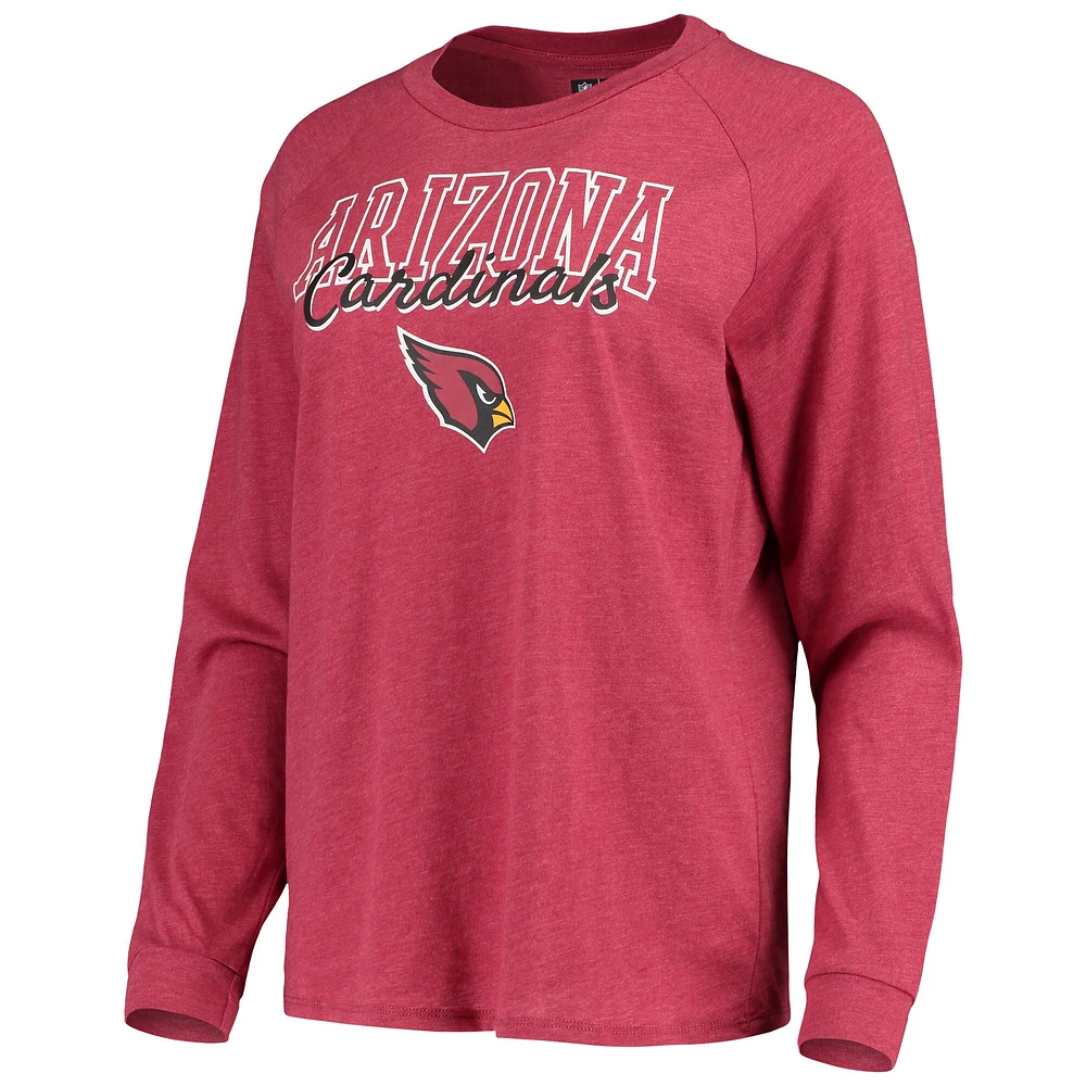 Women's Concepts Sport Cardinal Arizona Cardinals Meter Knit Long Sleeve Raglan Top & Shorts Sleep Set