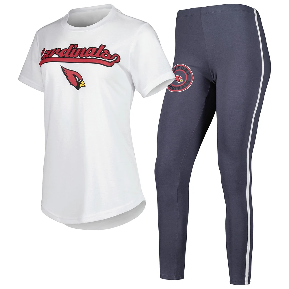 Ensemble de pyjama et legging Concepts Sport Arizona Cardinals Sonata pour femme, blanc/anthracite