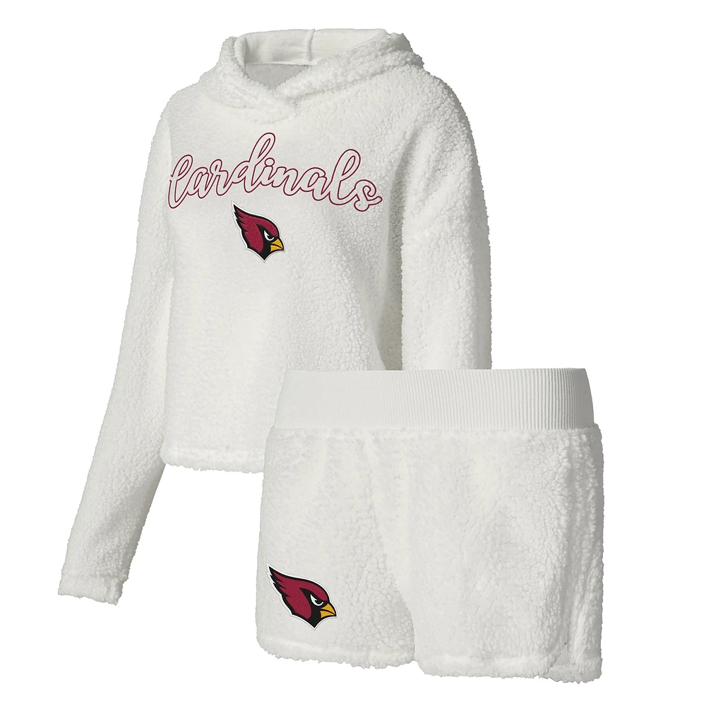 Women's Concepts Sport  White Arizona Cardinals Fluffy Pullover Sweatshirt & Shorts Sleep Set