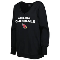 Sweat-shirt noir à encolure en V et logo sequins des Cardinals de l'Arizona Cuce pour femme