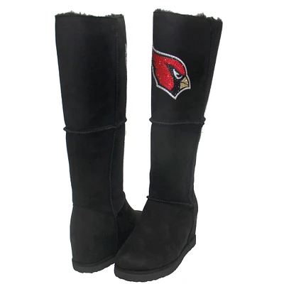 Bottes hauteur genou Cuce Arizona Cardinals en suède noires pour femmes