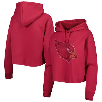 Arizona Cardinals Cuce Women's Crystal Logo Cropped Pullover Hoodie - Cardinal