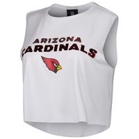 Women's Cuce White Arizona Cardinals Sequin Cropped Tank Top