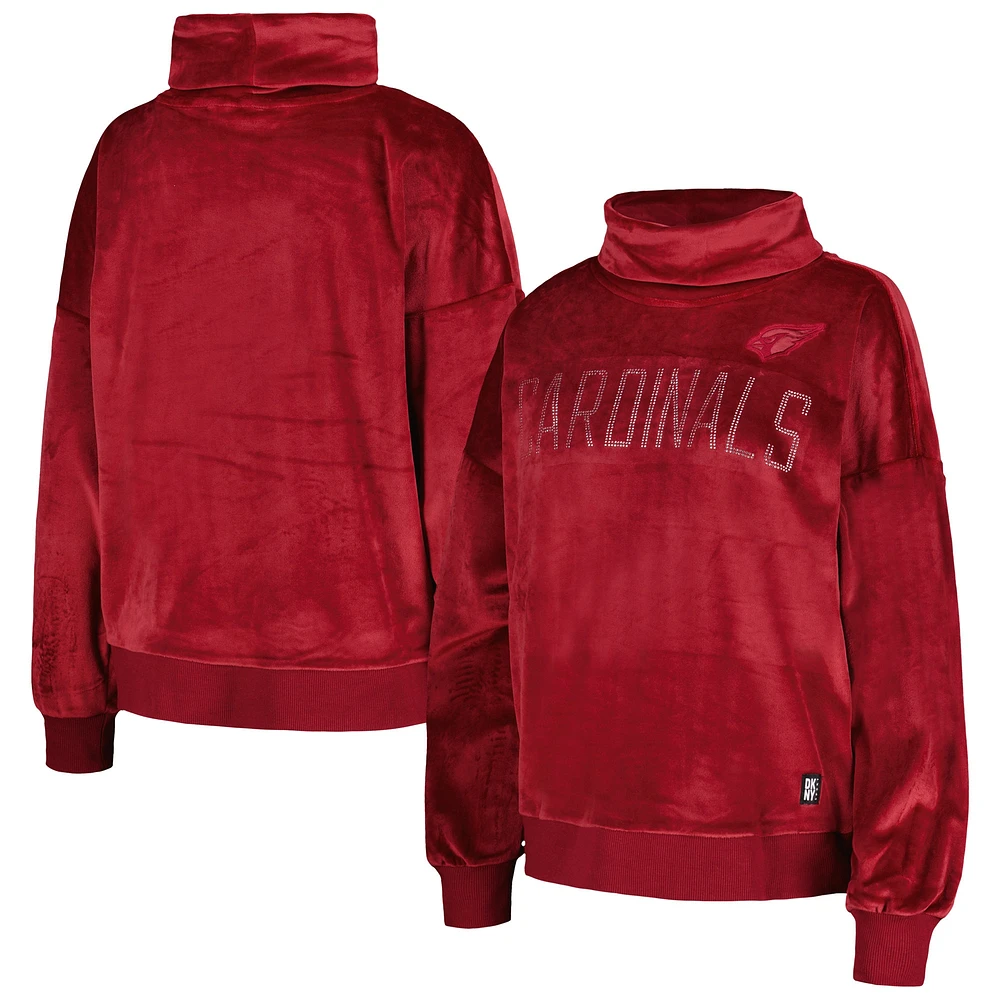 Sweat-shirt à col cheminée avec strass DKNY Sport Cardinal Arizona Cardinals Deliliah pour femmes