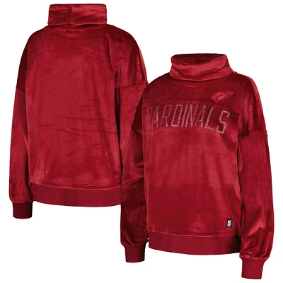 Women's DKNY Sport  Cardinal Arizona Cardinals Deliliah Rhinestone Funnel Neck Pullover Sweatshirt