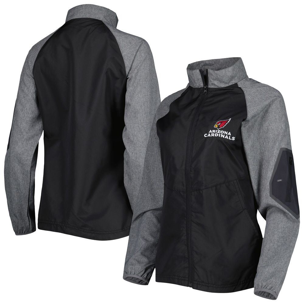 Women's Dunbrooke Black/Gray Arizona Cardinals Hurricane Raglan Full-Zip Windbreaker