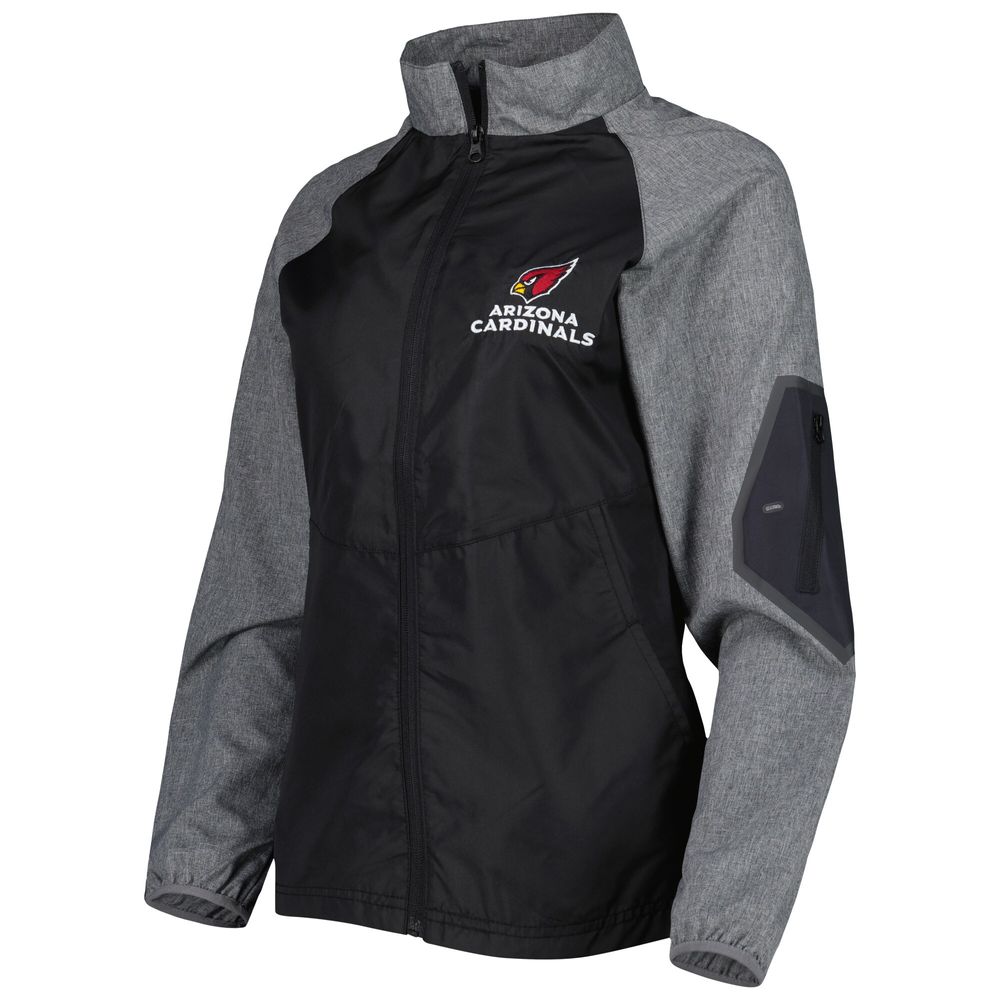 Women's Dunbrooke Black/Gray Arizona Cardinals Hurricane Raglan Full-Zip Windbreaker