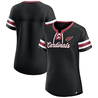 T-shirt à lacets noir pour femme Fanatics Arizona Cardinals Original State