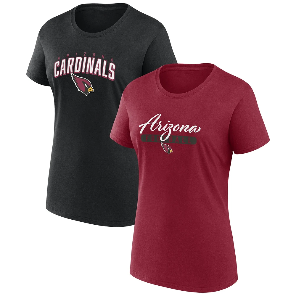 Ensemble combiné de t-shirts fan Fanatics Cardinal/Noir des Cardinals l'Arizona pour femmes